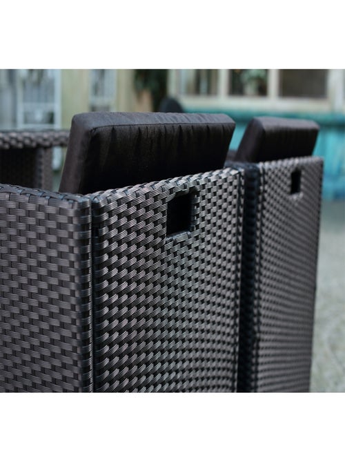 MIAMI Salon de jardin 6 places noir-noir + housse de protection - Kiabi