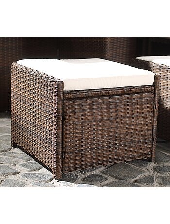 MIAMI Salon de jardin 8 places noir-blanc + housse de protection