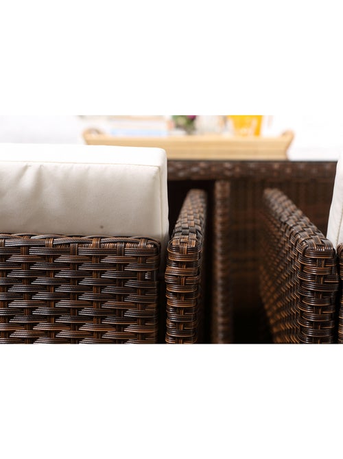 MIAMI Salon de jardin 8 places marron-blanc + housse de protection - Kiabi MIAMI Salon de jardin 8 places marron-blanc + housse de protection - Kiabi