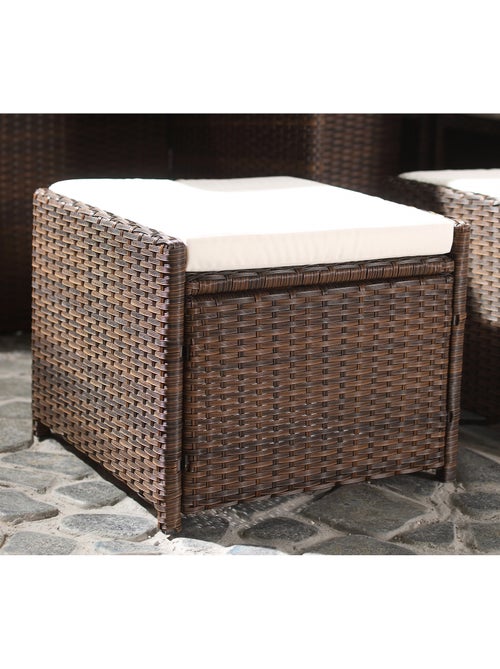 MIAMI Salon de jardin 8 places marron-blanc + housse de protection - Kiabi MIAMI Salon de jardin 8 places marron-blanc + housse de protection - Kiabi