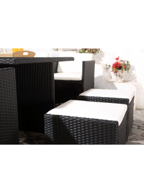 MIAMI Salon de jardin 8 places noir-blanc + housse de protection - Kiabi MIAMI Salon de jardin 8 places noir-blanc + housse de protection - Kiabi