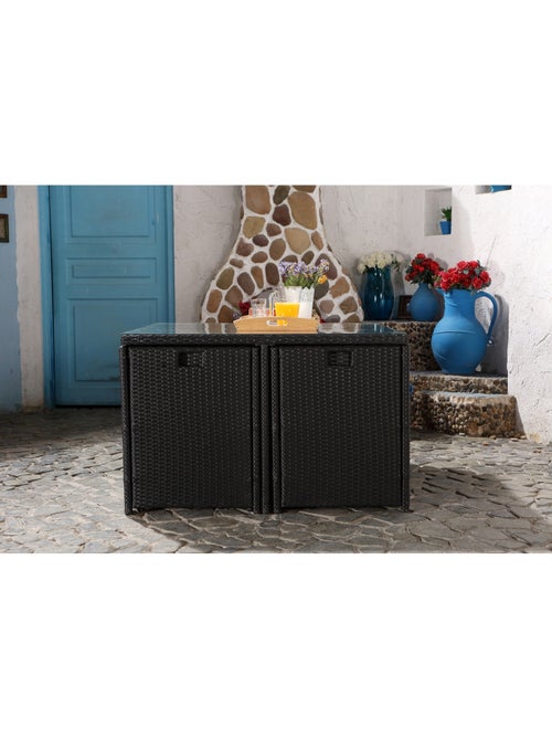 MIAMI Salon de jardin 8 places noir-blanc + housse de protection - Kiabi MIAMI Salon de jardin 8 places noir-blanc + housse de protection - Kiabi