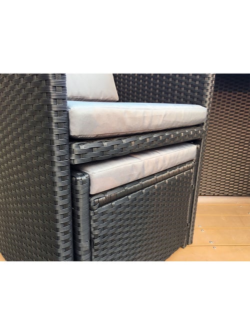 Miami salon de jardin 8 places noir-gris + housse de protection - Kiabi Miami salon de jardin 8 places noir-gris + housse de protection - Kiabi