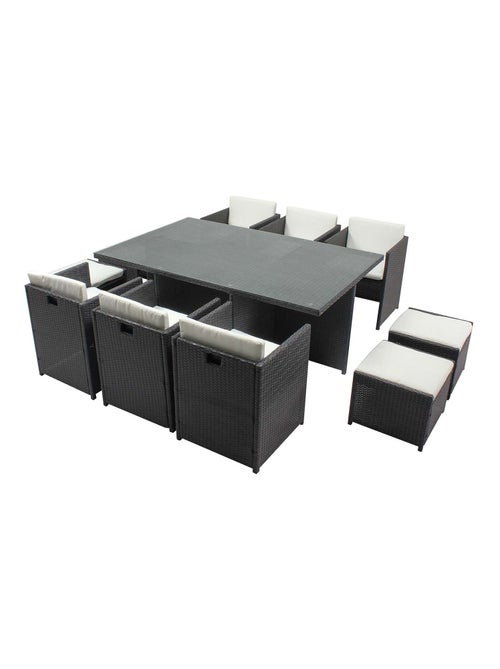 MIAMI Table et chaises 10 places encastrables résine gris-blanc - Kiabi