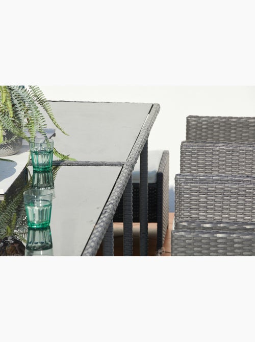 MIAMI Table et chaises 4 places encastrables en résine gris-blanc - Kiabi