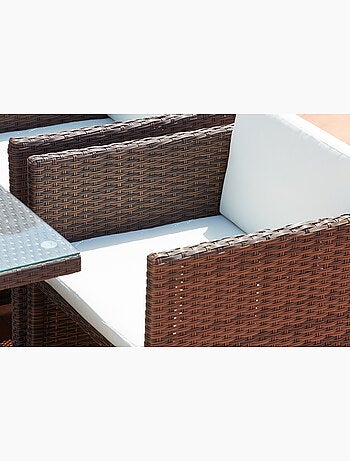 MIAMI Table et chaises 4 places encastrables en résine noir-noir