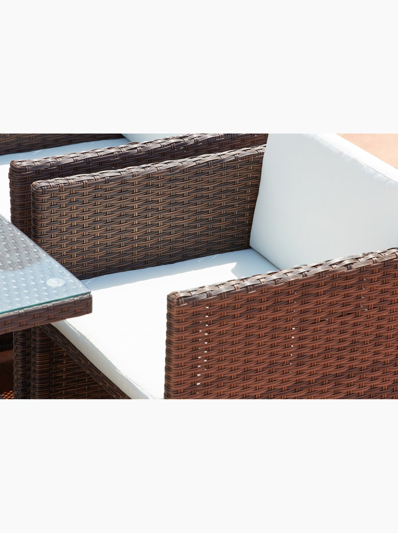 MIAMI Table et chaises 4 places encastrables résine marron-blanc Blanc Marron - Kiabi