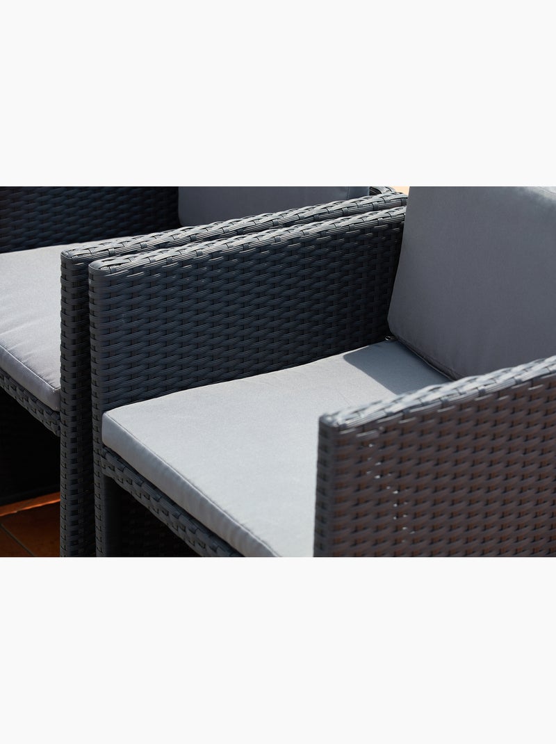 MIAMI Table et chaises 8 places encastrables en résine noir-gris Gris Noir - Kiabi
