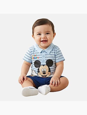 Mickey - T-shirt avec col chemise boutonné et short