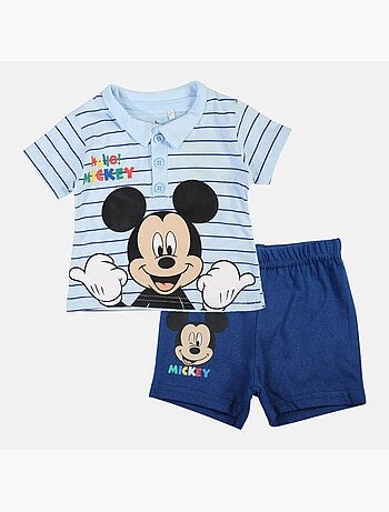 Mickey - T-shirt avec col chemise boutonné et short