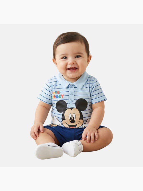 Mickey - T-shirt avec col chemise boutonné et short - Kiabi