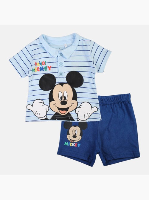 Mickey - T-shirt avec col chemise boutonné et short - Kiabi