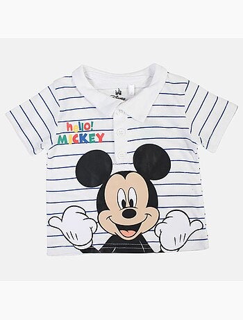 Mickey - T-shirt manches courtes avec col chemise boutonné et short
