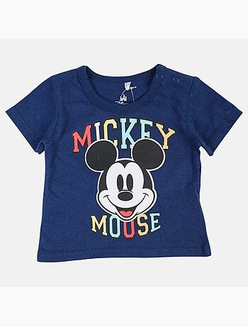 Mickey - T-shirt manches courtes avec tete personnage et son short assorti