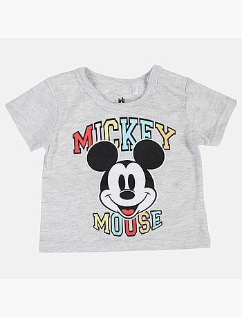 Mickey - T-shirt manches courtes avec tete personnage et son short assorti