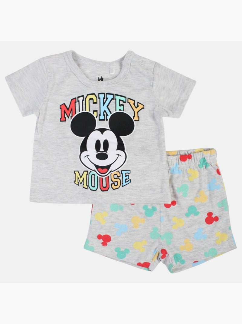 Mickey - T-shirt manches courtes avec tete personnage et son short assorti Gris - Kiabi