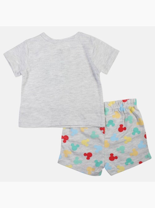 Mickey - T-shirt manches courtes avec tete personnage et son short assorti - Kiabi