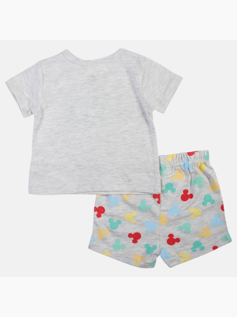 Mickey - T-shirt manches courtes avec tete personnage et son short assorti Gris - Kiabi