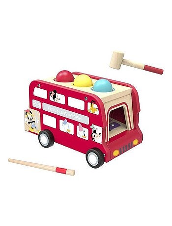 Mickey Bus en bois 2 en 1 : Xylophone et tape balle