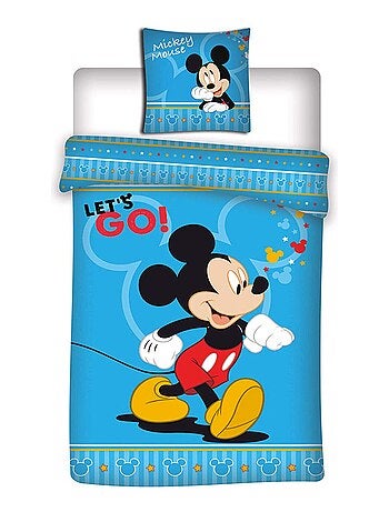 Mickey Disney - Parure de Lit Enfant Disney - Housse de Couette 140x200 Taie d'Oreiller 63x63 cm