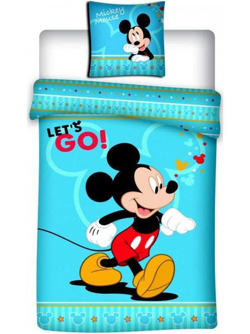 Mickey Disney - Parure de Lit Enfant Disney - Housse de Couette 140x200 Taie d'Oreiller 63x63 cm - Kiabi