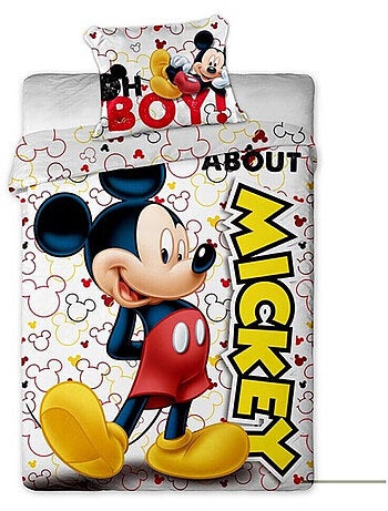 Mickey Disney, Parure de Lit Enfant Imprimée Réversible, BOY