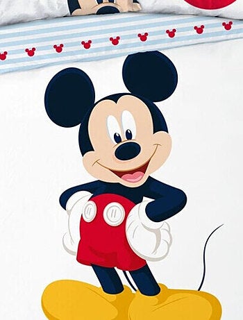 Mickey Mouse - Parure de lit Enfant Coton Disney - Housse de Couette 140x200 Taie 65x65 cm