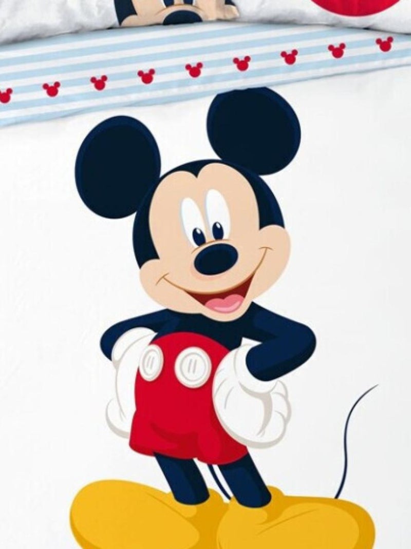 Mickey Mouse - Parure de lit Enfant Coton Disney - Housse de Couette 140x200 Taie 65x65 cm Blanc - Kiabi