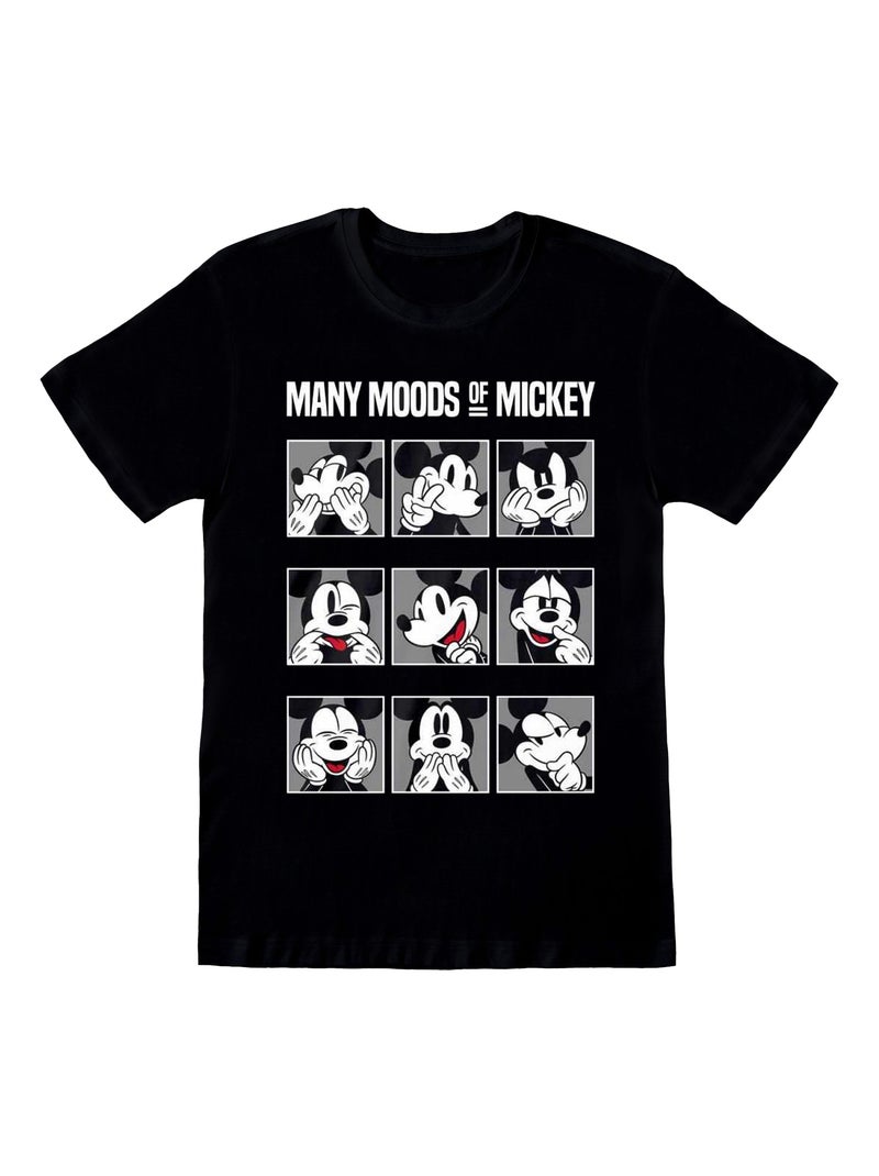 Mickey Mouse & Friends - T-shirt MANY MOODS OF MICKEY Noir Blanc - Kiabi