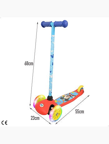 Mickey trottinette 3 roues 55x23x68 cm max. 20 kg avec lumières et freins