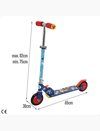 Mickey trottinette pliable 2 roues 65x30x75-82 cm max. 50 kg avec frein
