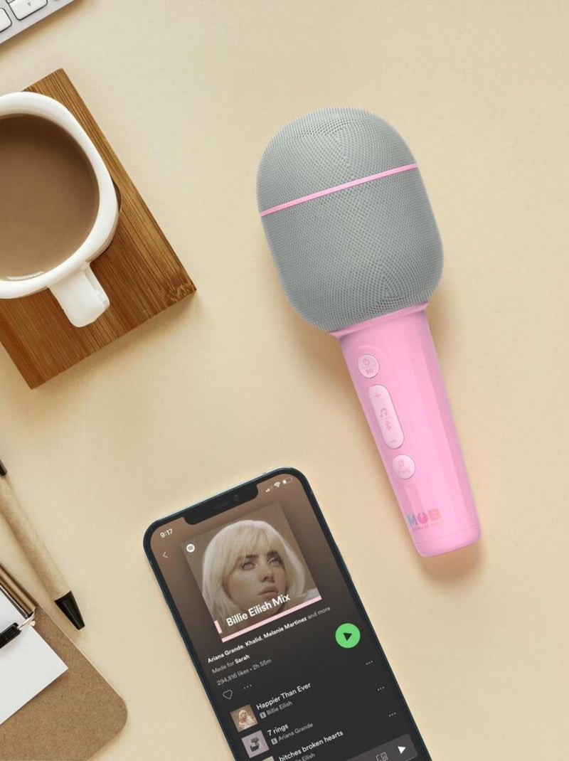 Micro Karaoké Bluetooth avec Effets de Voix, Mode Duo - MOB Gris Rose Gris - Kiabi