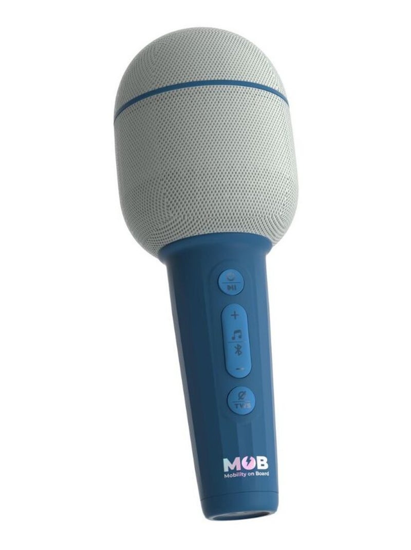 Micro Karaoké Bluetooth avec Effets de Voix, Mode Duo & Pochette - MOB Bleu Gris - Kiabi