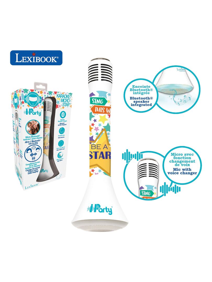 Micro Karaoké Sans Fil Avec Enceinte Bluetooth® Intégrée, Lumières Et Changement De Voix Iparty® N/A - Kiabi