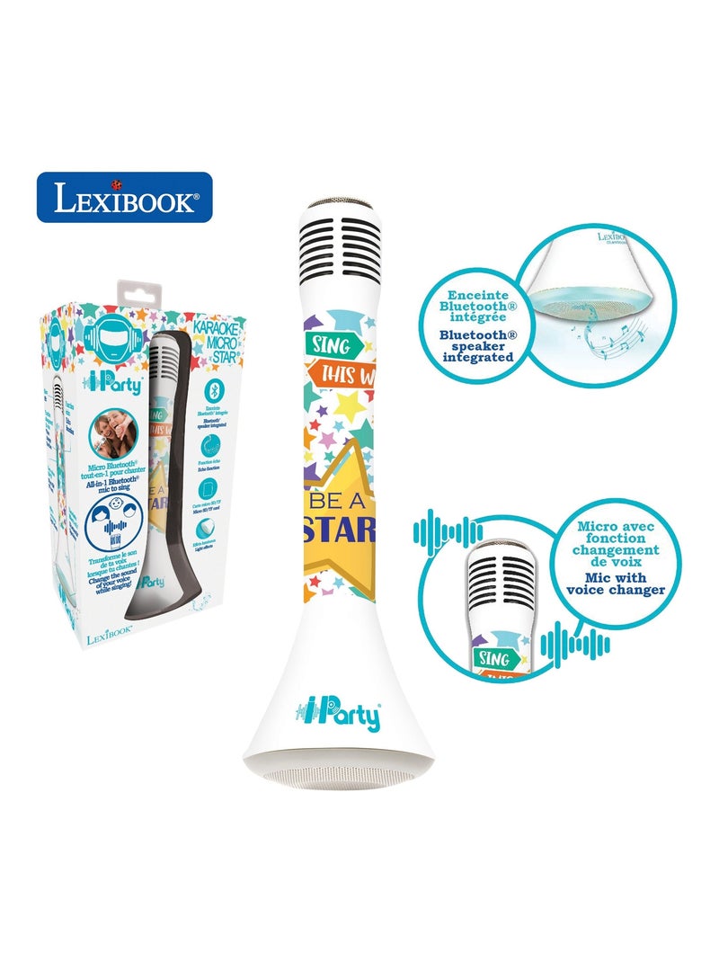 Micro Karaoké sans fil avec enceinte Bluetooth iParty Blanc - Kiabi
