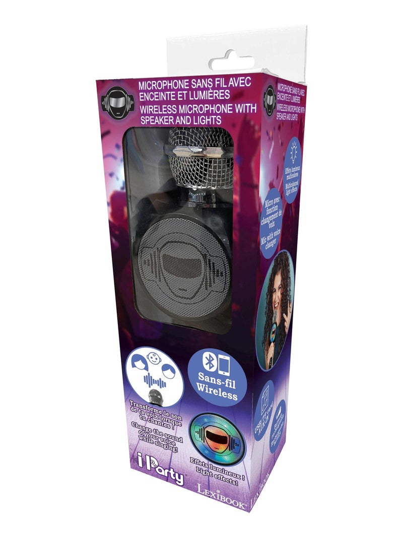 Micro Karaoké Sans Fil iParty Enceinte Bluetooth Noir - Kiabi