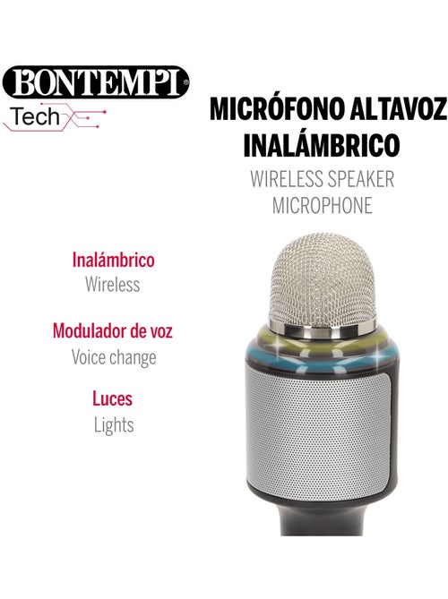 Microphone de karaoké sans fil avec haut-parleur et lumières bontempi - Kiabi Microphone de karaoké sans fil avec haut-parleur et lumières bontempi - Kiabi