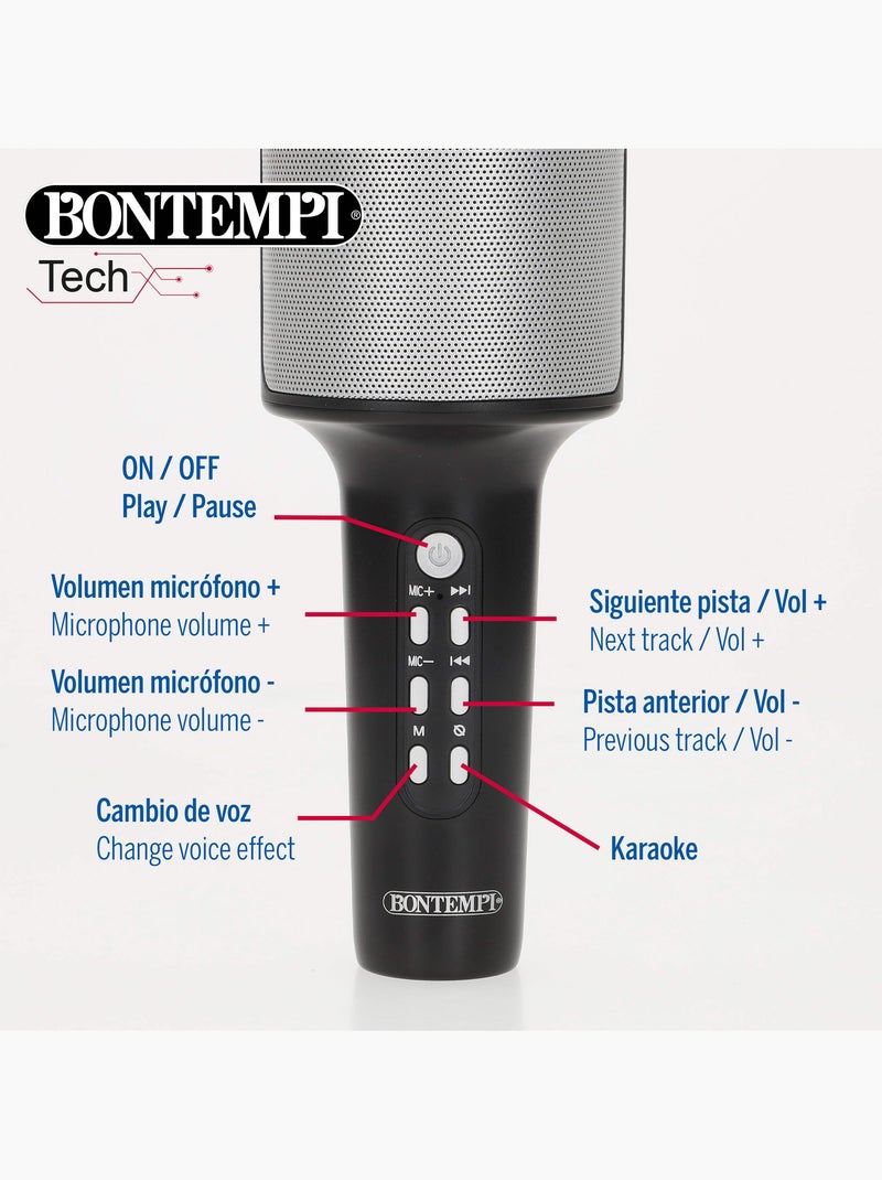 Microphone de karaoké sans fil avec haut-parleur et lumières bontempi N/A - Kiabi
