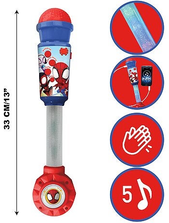Microphone Spiderman avec tube lumineux et enceinte