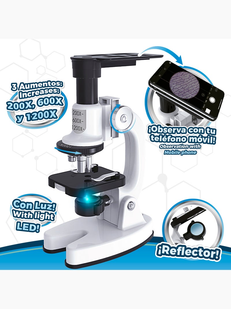 Microscope jouet avec lumière led et support pour téléphone portable smart theory N/A - Kiabi