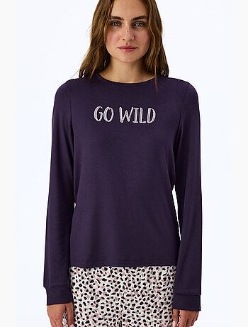 Midnight mood haut de pyjama à manches longues imprimé slogan penti