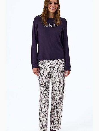 Midnight mood haut de pyjama à manches longues imprimé slogan penti