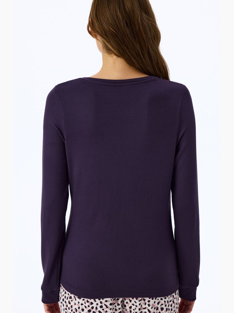 Midnight mood haut de pyjama à manches longues imprimé slogan penti Violet - Kiabi
