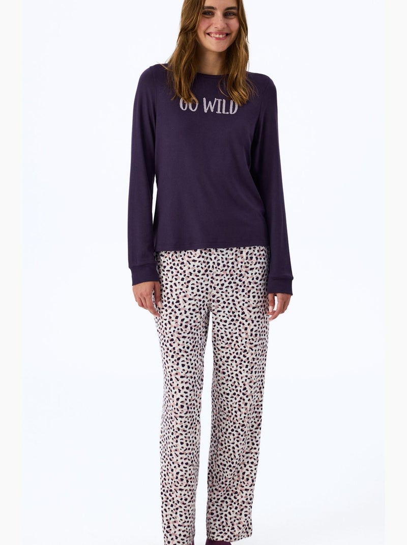 Midnight mood haut de pyjama à manches longues imprimé slogan penti Violet - Kiabi