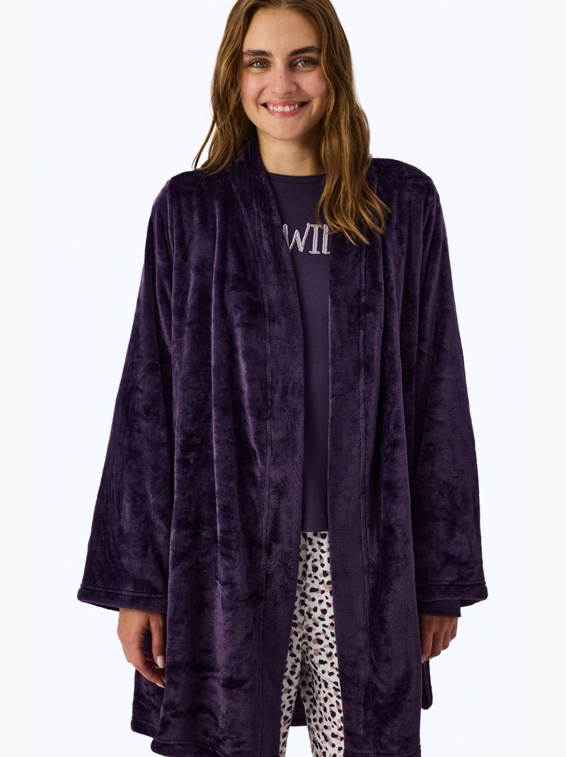 Midnight mood peignoir à manches longues penti Violet - Kiabi