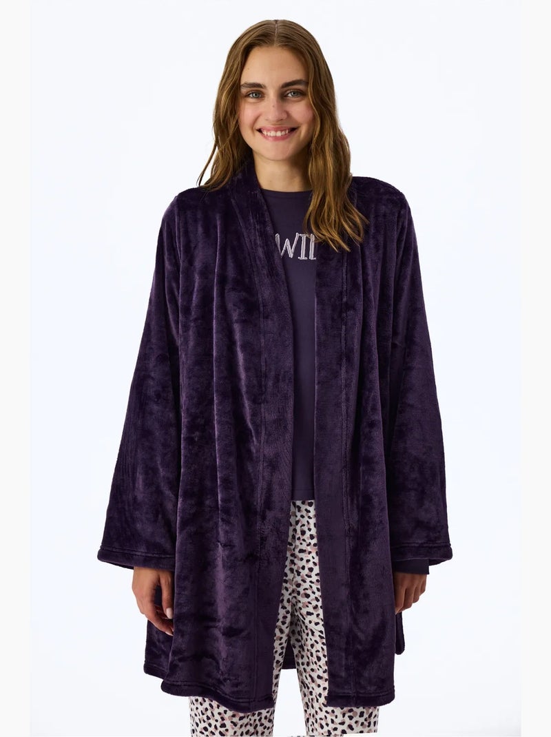 Midnight mood peignoir à manches longues penti Violet - Kiabi