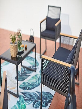 MIHATA Salon jardin bas noir bois