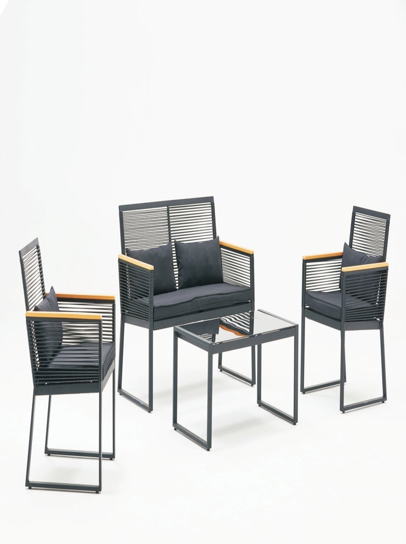 Mihata salon jardin bas noir bois Noir - Kiabi