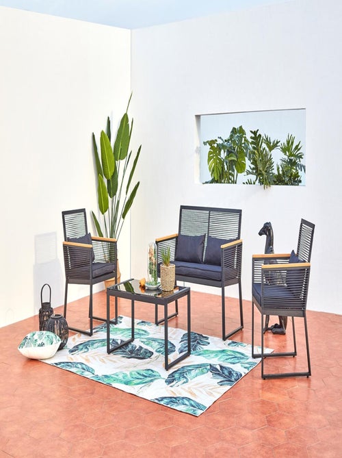 MIHATA Salon jardin bas noir bois - Kiabi