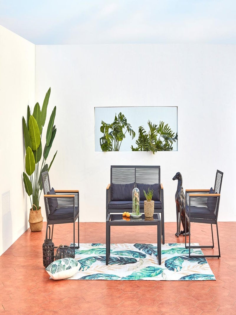 MIHATA Salon jardin bas noir bois Noir - Kiabi